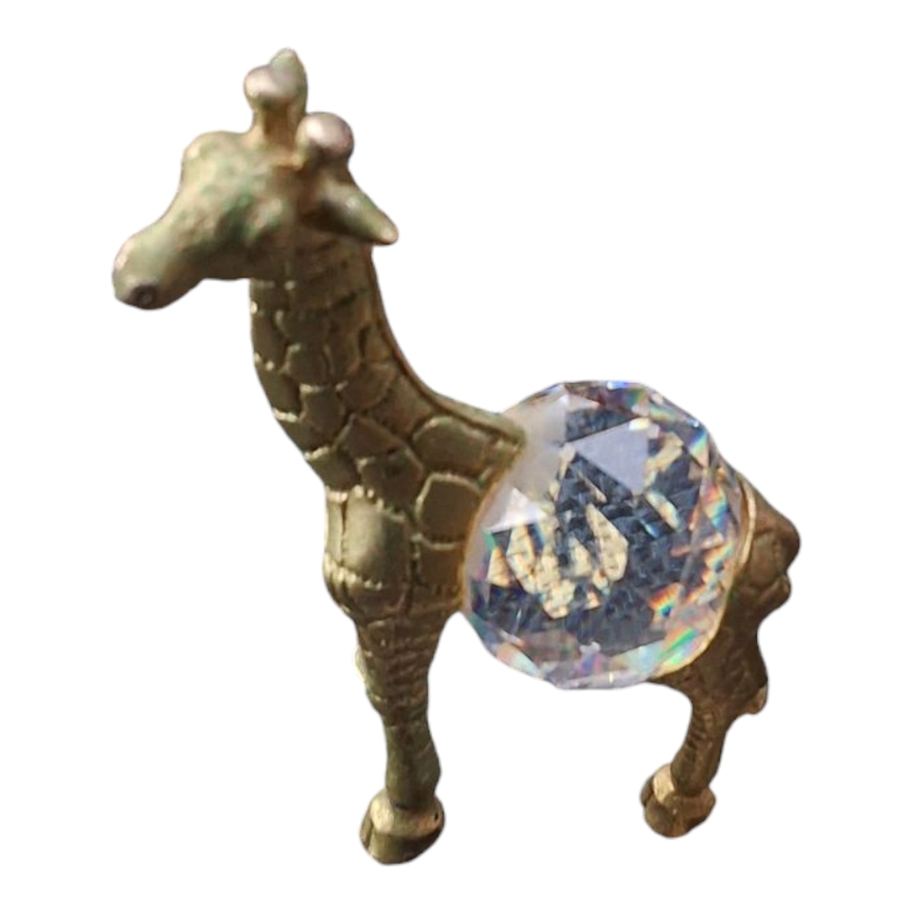Gold Giraffe Figurine with Crystal Accent